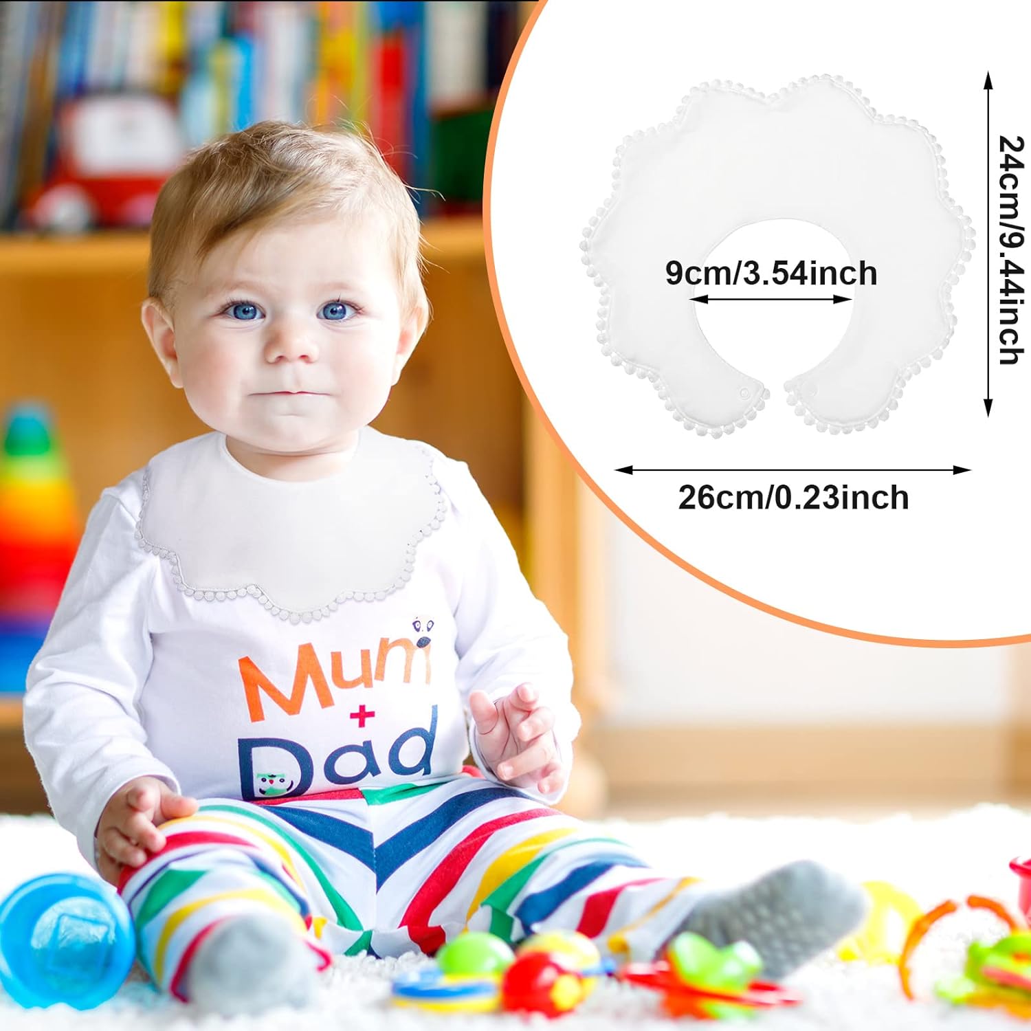 JenPen 4 Pieces White Bibs for Baby Girl Bandana Bibs Baby Bandana Drool Bibs 360 Bibs for Baby Girl Muslin Bibs Set for Teething Toddler - Image 2